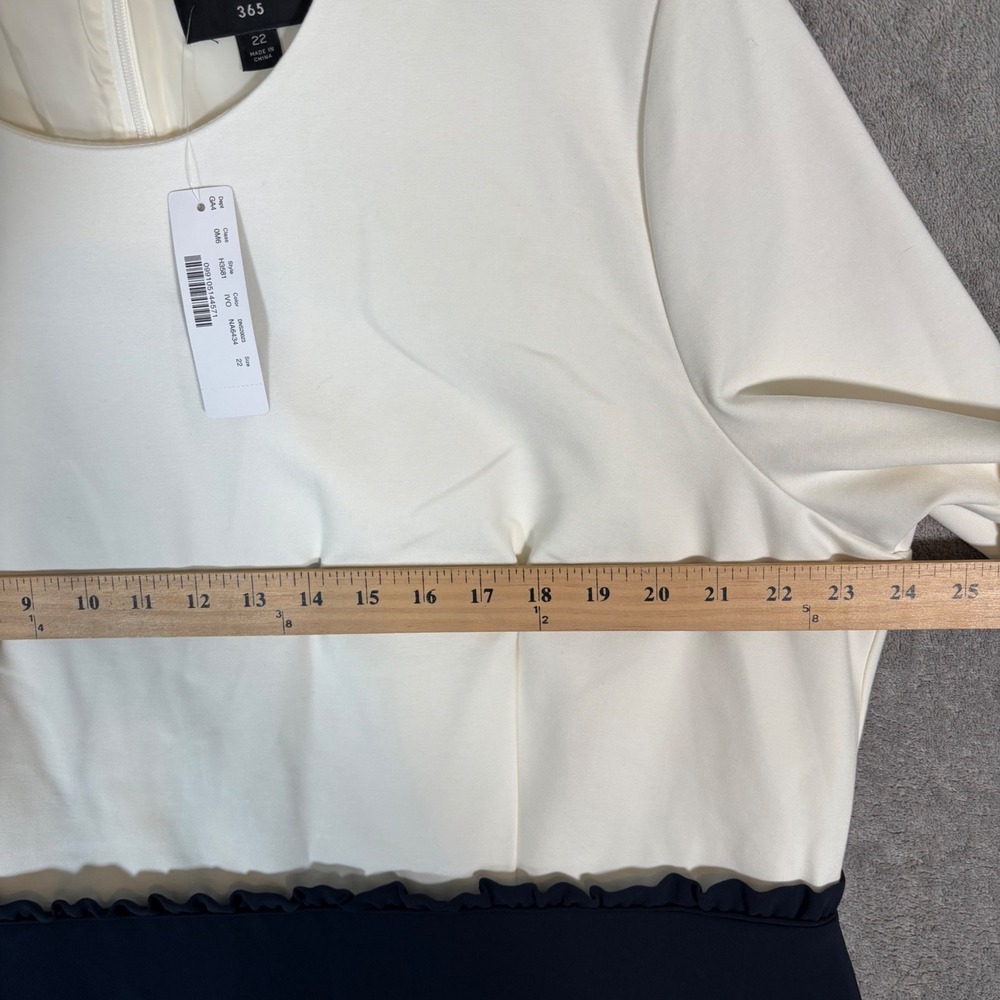 J.Crew 365 Womens Plus Size 22 Colorblock Sheath Dress Ivory Navy H3581 NEW - Picture 14 of 16